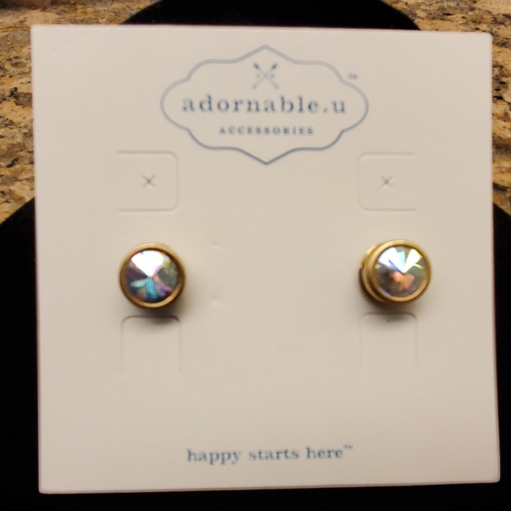 NWT Gold with Crystals Earrings